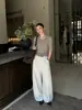 ICCIICC Otoño Nuevo Alta Inteligencia Pantalones de Pierna Ancha Guadaña Holgados Estilo Old Money Pantalones Casuales Mujer Shisanhang 2619