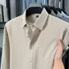 Nueva camisa de manga larga para hombre de algodón, cepillada por ambos lados + lavada con enzimas, suave y cómoda, camisa para hombre 100% algodón