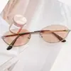Óculos de Sol Meia Armação Marrom Estilo Coreano Estilo Old Money para Mulheres, Modernos e de Alta Qualidade, Estilo Y2K para Rostos Redondos, Óculos de Sol com Proteção Solar para Primavera e Verão