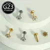 Joia para Piercing em Liga de Titânio F136 Flor Cravejada com Zircônia Stud de Lábio Anel de Lábio Stud de Sulco Nasolabial Stud de Lóbulo da Orelha Stud de Cartilagem da Orelha