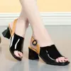 Sandalias para Mujer Piel Suave Hebilla de Una Línea Primavera y Verano Nuevas Versátiles 2025 Tacón Grueso Tacón Alto Boca de Pez Sandalias Romanas para Mujer