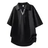 Camiseta de Manga Corta con Cuello de Camisa Falso de Dos Piezas para Hombre, Marca de Verano de Moda con un Toque de Lujo, Cuello Polo, Corte Holgado Elegante, Media Manga Fresca y Cómoda