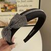 Nova Faixa de Cabelo Elegante Retro Brilhante com Laço de Strass Coreana Alta Esqueleto Mostrando o Rosto Pequeno Acessório de Cabelo Grampo para Mulheres
