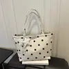 2026 Bolso de Mano Casual Estilo Ins de Gran Capacidad con Lunares Fresco y Artístico Bolsa de Compras Ecológica Bolsa de Lona para Mujer