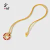 Collar de Oro Colgante Incrustado de Rubí y Diamante Moda Versátil Retro Cadena Sencilla para Clavícula Estilo Tendencia China Regalo