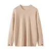 100% Lã Cashmere Pura Outono e Inverno Novo Suéter de Gola Redonda Cor Pura Simples Moda Manga Longa Tricotado Casual Camada Base