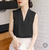 Camisa de verano para mujer, de satén, sin mangas, holgada, adelgazante, estilo occidental, de buena calidad