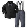 Ropa Infantil Transfronteriza, Conjuntos de Caballero para Bebés y Niños Pequeños, Adecuados para Niños Estilo Academia, Camisas de Manga Larga, Tirantes, Pantalones, Conjuntos de Ropa de Caballero