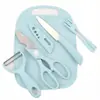 Em Estoque Envio Rápido Tábua de Corte Faca para Frutas Garfo com Capa de Lâmina Doméstico Comida de Bebê Dormitório Aluguel Conjunto de Cinco Peças Conjunto de Facas de Cozinha