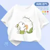 Camiseta de Manga Corta de Algodón Puro para Niñas 2025 Nuevo Estilo de Verano para Niños, Niñas y Adolescentes, Top Holgado Casual, Camiseta de Moda