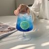 Vaso de bebida de cristal con base corta de diamante estilo Ins, vaso de cóctel de gran valor estético, vaso para café frío, vaso para refrescos con burbujas
