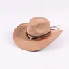 Chapéu de Cowboy Ocidental Colorido com Cinto, Chapéu Amazon Transfronteiriço, Estilo Étnico Vintage Versátil Chapéu de Jazz, Cartola