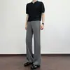 Pantalones rectos de hombre de color liso, estilo retro americano minimalista, con caída, para primavera y otoño, casuales y elegantes, sin arrugas, de largo hasta el suelo