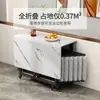 Mesa plegable de madera maciza para uso doméstico, mesa de comedor rectangular simple para apartamentos pequeños, mesa y sillas de almacenamiento, mesa de comedor multifuncional móvil