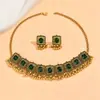 Collar y pendientes de estilo étnico retro, tridimensional, cuadrado, con temperamento exagerado, para mujer, ideal para el mercado de Oriente Medio.