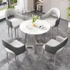 Mesa y Silla de Recepción Modernas y Simples Combinación Mesa de Comedor de Pizarra para Sala de Estar Silla de Comedor Mesa Redonda de Recepción para Tienda Mesa y Silla de Ocio para Balcón