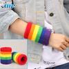 Faixa de Cabeça Esportiva de Algodão Arco-Íris Bracelete de Pulso Roupa de Fitness Masculina e Feminina Toalha Faixa de Cabelo Bracelete de Pulso Basquete Ao Ar Livre Limpa Suor