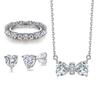 Tonglin Brincos Europeus e Americanos s925 Colar de Prata Esterlina em Forma de Coração Zircão Linha Diamante Anel de Diamante Completo Conjunto de Joias Femininas Não Desbotando