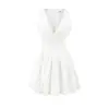 Ropa Europea y Americana Transfronteriza para Mujer Aliexpress Venta Caliente Moda Cuello Redondo Sin Mangas Ajustado Color Sólido Vestido