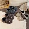 2026 Nuevos Zapatos Birkenstock de Forro Polar con Puntos para Niñas Zapatos de Algodón Cálidos de Invierno con Hebilla de Cuero Mary Jane Zapatos de Piel con Pelo
