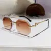 Gafas de Sol Europeas y Americanas Transfronterizas Moda Cuadradas Metálicas Gama Alta 2025 Nuevas Gafas de Sol Sin Montura con Borde Dentado para Sombrear el Sol