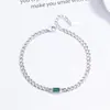 Pulsera de Diamante Cuadrado Esmeralda para Mujer Plata de Ley 925 Simple Versátil Pulsera de Circonita Cuadrada Moda Ins Elegante Joyería de Plata