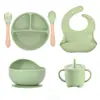 Baberos de Silicona, Baberos para Alimentar Bebés, Baberos Impermeables de Grado Alimenticio para Comer, Baberos Finos para Saliva, Juego de Vajilla Infantil Anti-Suciedad