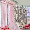Cortina de Decoração de Casamento Cor Arco-Íris Dopamina Cascata dos Sonhos Gaze para Foto de Crianças Fundo de Aniversário Gaze Decorativa