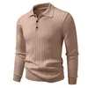 2026 Nuevo Jersey de Punto Sólido para Hombre Otoño/Invierno Transfronterizo con Cuello, Talla Grande Moda Casual Camisa Base