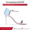 Sandálias de Moda Europeias e Americanas de Marca Famosa com Tira Feita Sob Medida, Bico Quadrado com Strass, Degradê, Salto Alto de Luxo Oem