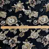 Tela de terciopelo con bordado de lentejuelas florales pesadas, bordado de flor tridimensional estilo chino vintage, tela para vestido Qipao