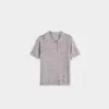 Estilo Novo Primavera e Verão Feminino Cânhamo Gola Polo Meio Aberto Verão Casual Simples Moda Manga Curta Top Fsy60505