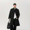 Trench Coat Longo com Gola Alta para Homens, Novo Casaco Patchwork Tendência Estilo Americano de Botões Duplos para Primavera e Outono, Estilo Combinando para Casais