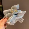 Pinza para el pelo estilo dulce y femenino con perlas, encaje y lazo, accesorio para el pelo lindo y versátil para la parte trasera de la cabeza, versión japonesa y coreana