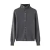 Cardigan de Tricô Cashmere com Barra Enrolada Feminino Botões Versátil Camada Base Casaco Suéter Atacado Gola Alta Novo Europeu Americano