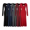 Vestido Elegante Longo de Gola Redonda e Manga Longa Costas Abertas Sexy para Menina Quente Estilo Novo de Primavera Cintura Marcada Slim-Fit Cor Sólida Modelo A