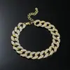 Tobillera Hip Hop Europea y Americana Joyería Tobillera Cubana Full Diamond hiphop Moda Masculina Joyería Punk de Diamante para el Pie