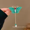 Grampo de Cabelo Flor Borboleta com Toque de Luxo, Presilha Lateral Exquisita, Franja de Pérolas Super Delicada, Grampo de Cabelo Estilo Antigo Rosa-Azul