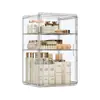 Caja de almacenamiento de cosméticos a prueba de polvo, estante acrílico transparente de escritorio para tocador de productos de cuidado de la piel, caja de almacenamiento de gran capacidad