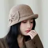 Sombrero de cubo de lana para otoño e invierno para mujer, sombrero pequeño francés retro con lazo, hace que la cara se vea más pequeña, sombrero de pescador de lana, sombrero versátil y moderno