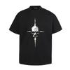 Camiseta de Manga Curta de Verão Thub club 25ss Three Swords Keel Metal Star Moon Lavada Velha com Costura para Homens e Mulheres
