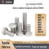 Parafusos com Sextavado Externo e Rosca Completa Padrão Din933 Aço Inoxidável 304 M1.6M2M2.5M3M4M5M6M8M10