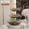 Suporte de Exibição Europeu de Luxo Leve Camadas Prato de Servir Mesa de Sobremesa Suporte de Exibição de Doces Frutas Ornamento de Plástico Mesa de Centro Bandeja de Bolo