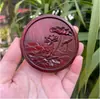 Espejo de Sándalo Espejo de Maquillaje Portátil Madera Maciza Antigua Portátil Tallado Pequeño Espejo Redondo Estilo Chino Espejo de Regalo Especial