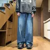 Jeans de pierna recta ancha, holgados, lavados, desgastados, de calle, tendencia nueva, primavera y otoño, para hombre, estilo retro americano, transfronterizos