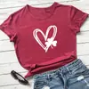 Ebay Sitio Independiente de Comercio Exterior Estampado de Trébol en Forma de Corazón Moda Suelta Suéter Camiseta de Manga Corta Ropa para Mujer