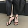 Sandalias para Mujer Estilo Coreano Sandalias de Tacón Alto Suaves Sandalias de Verano para Mujer 2025 Nuevos Zapatos de Charol con Punta Abierta Versátiles Sandalias Romanas
