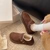 Zapatos Boken para Mujer de Terciopelo Engrosado Cálidos Planos Botas de Nieve 2025 Nuevos Mocasines de Invierno Zapatos de Algodón Boken Doudou