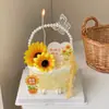 Decoración de Pastel con Forma de Cesta de Flores de Perla para el Día del Maestro 2026 Adorno Tarjeta de Agradecimiento con Ramo de Girasol