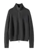 Cárdigan Suéter de Punto de Cuello Alto con Doble Cremallera Estilo Americano Personalizado para Otoño e Invierno para Hombres y Mujeres, Chaqueta de Punto Casual de Color Sólido de Manga Larga